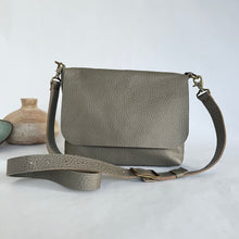 Load image into Gallery viewer, Jane Leather Messenger Bag with Crossbody Strap | Grey Pebble