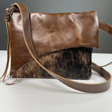 Load image into Gallery viewer, RAW EDGE CROSSBODY BAG | Brindle Cowhide / Distressed Brown Leather | One-of-a-Kind