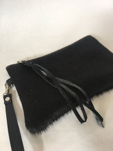 Cowhide Leather Wristlet | Black Hair on Hide