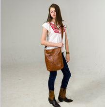Load image into Gallery viewer, Marge Rudy Handmade INDIE brown Leather Tote Messenger Bag