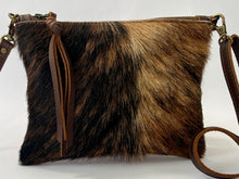 Load image into Gallery viewer, Cowhide Leather Crossbody Bag| Convertible Clutch | Brindle