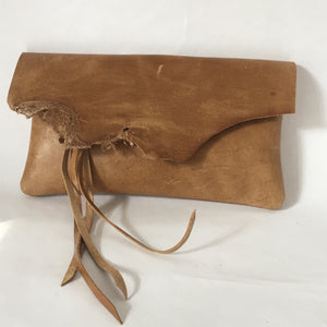 RAW EDGE Clutch | Distressed Aged Rattan Leather | One-of-a-Kind