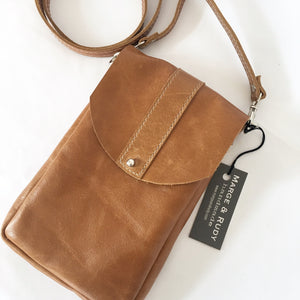 Marge & Rudy Handmade DAKOTA tan Leather Crossbody Bag