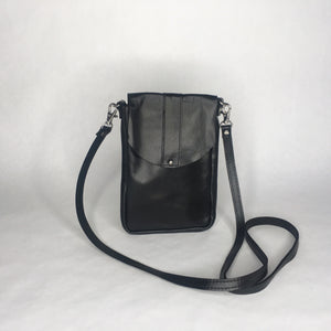 Marge & Rudy Handmade DAKOTA black Leather small Crossbody Bag with cell phone pocket