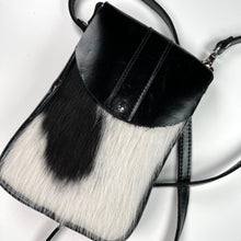 Load image into Gallery viewer, DAKOTA Cow Hide Crossbody Bag | Black &amp; White Cowhide