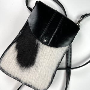 DAKOTA Cow Hide Crossbody Bag | Black & White Cowhide