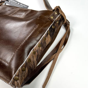 RAW EDGE CROSSBODY BAG | Brindle Cowhide / Distressed Brown Leather | One-of-a-Kind