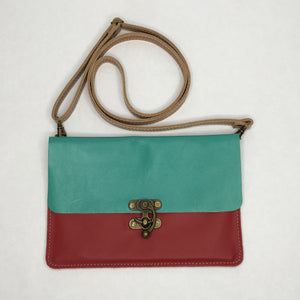 Handcrafted leather crossbody bag/ fanny pack with steampunk clasp