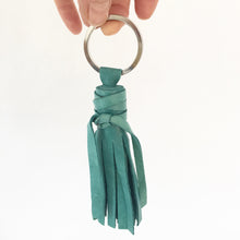 Load image into Gallery viewer, Marge Rudy Handmade Leather Tassel Key Chain  in teal