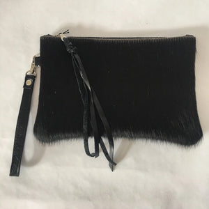 Cowhide Leather Wristlet | Black Hair on Hide