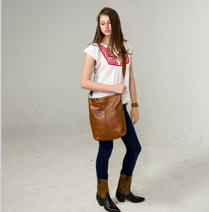 Marge Rudy Handmade INDIE brown Leather Tote Messenger Bag
