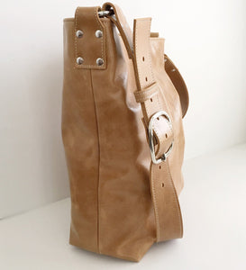 Marge Rudy Handmade INDIE tan Leather Tote Messenger Bag