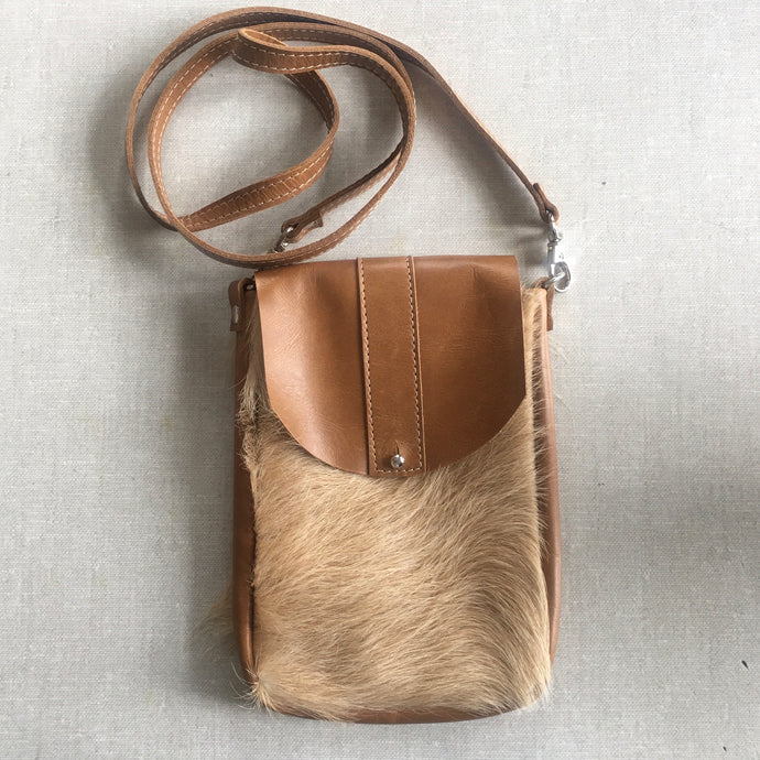 Dakota Cow Hide Crossbody Bag | Fawn | Marge & Rudy Handmade