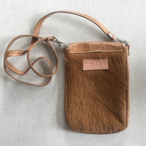 DAKOTA Cow Hide Crossbody Bag | Camel & White